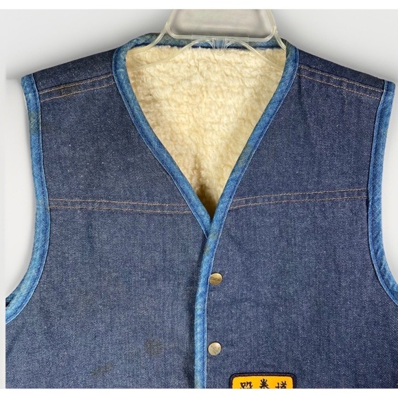 Vintage Carhartt Denim Sherpa Vest Mens Large Workwear Trucker Lined - Picture 6 of 15